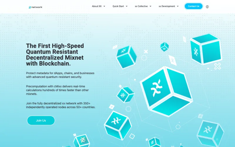 Screenshot: xx.network home page